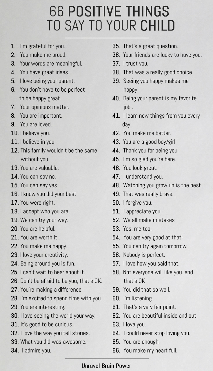 66 Positive Things To Say To Your Child