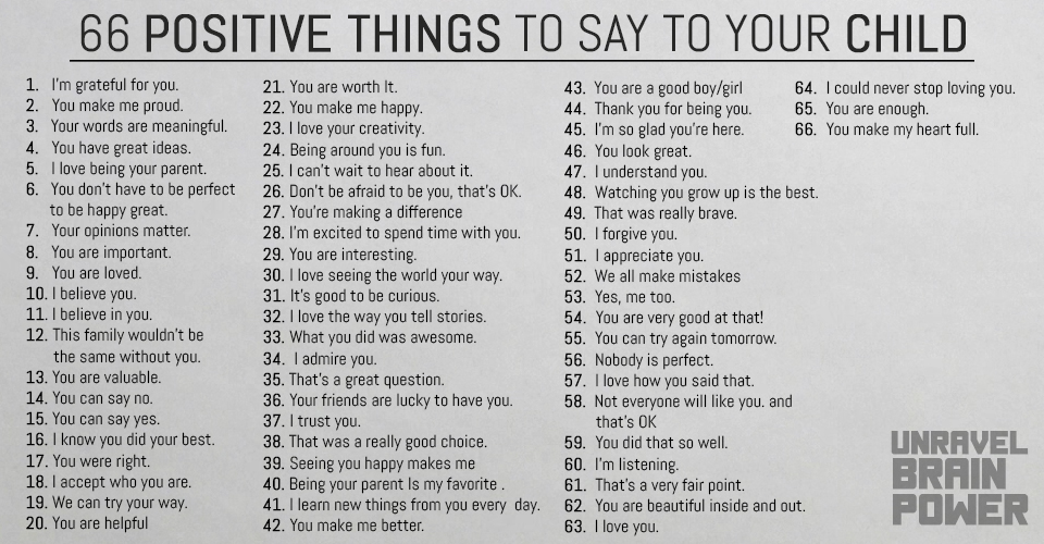 66 Positive Things To Say To Your Child