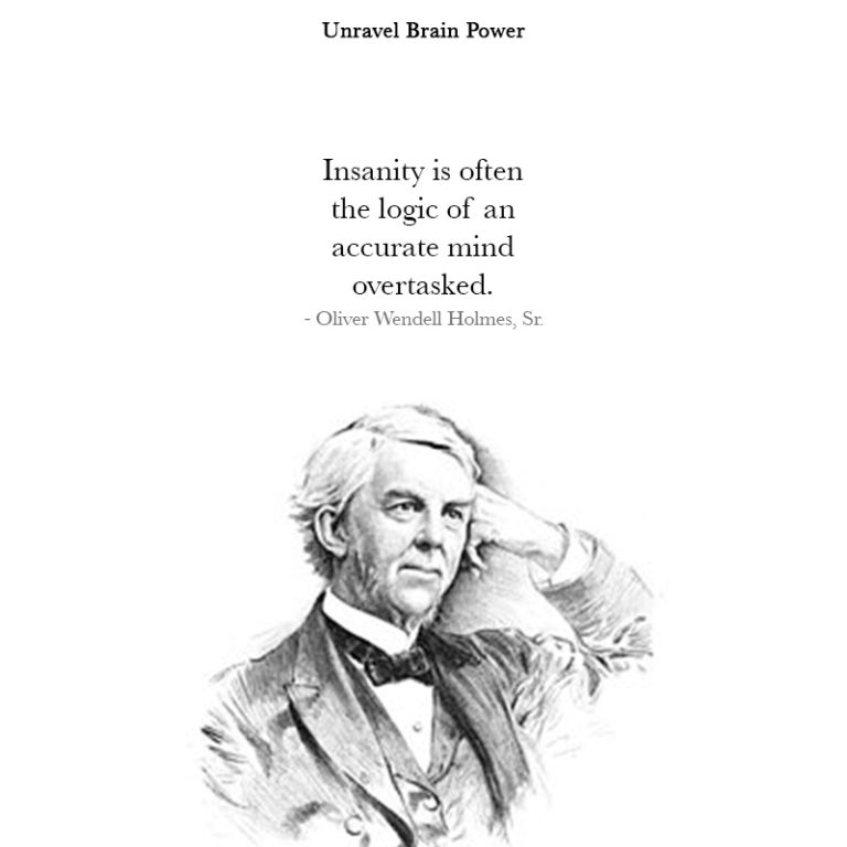 “Insanity is often the logic of an accurate mind overtasked.” ― Oliver Wendell Holmes, Sr.