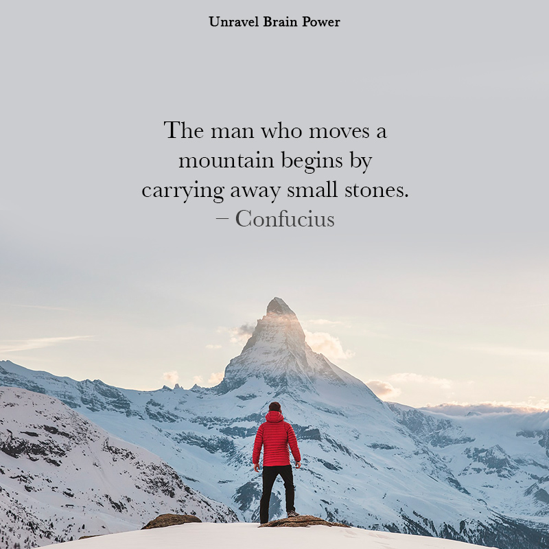 The Man Who Moves A Mountain Begins By Carrying Away Small Stones.