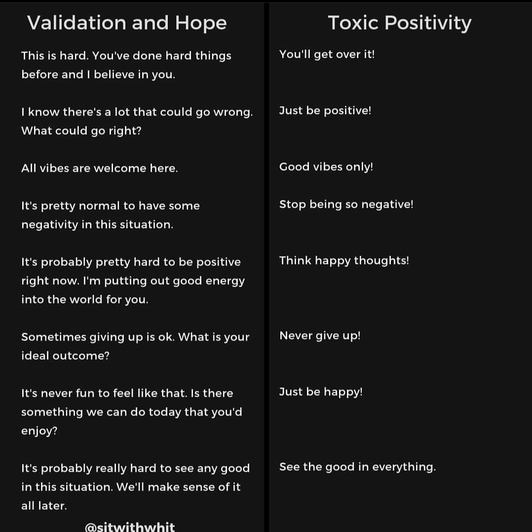 Validation and Hope Vs Toxic Positivity
