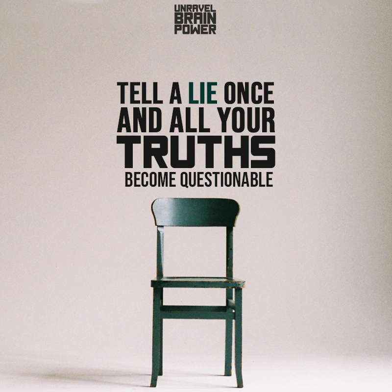 Tell a lie once and all your truths become questionable.