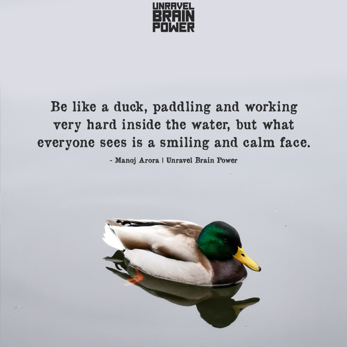 Be Like A Duck, Paddling And Working Very Hard Inside The Water, But